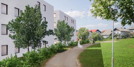 Mirna, novi bloki med Sokolsko in kulturnim domom, Zunanji_3_zgoraj, arhiv Halo pesek biomasa